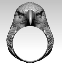 realistic eagle hawk flacon ring animal bird nature falcon jewel jewelry angry detailed printable carving pattern handmade super cnc wild rings 3d print model - Mito3D