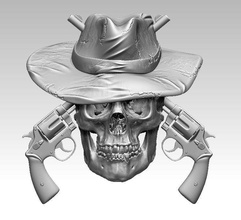 realista armas revólveres crânio do homem jóias cowboy o símbolo militar chapéu cavalo bandido oeste freio pingente anel printable cnc perigo arma revólver irritado logotipo máfia pingentes 3d print model - Mito3D
