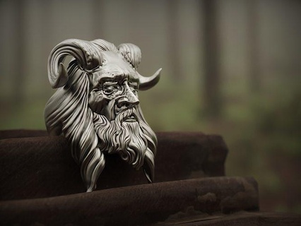 realistic jewelry ring old man horns exterior light street skull silver gold ringbuilder demon sculpt zbrush printable collection bijouterie oldman rings 3d print model - Mito3D