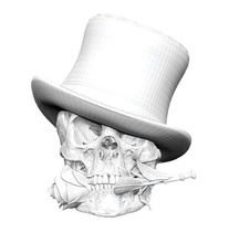 realistico uomo teschio rosa fiore gioielli moda cowboy cranio hat morte cool alta arrabbiato ciondolo anello l'anatomia romantico amore stampabile moderna il busto arredamento ciondoli 3d print model - Mito3D