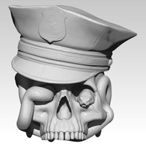 realistic police snake cap men head skull hat uniform death detailed gun guard bodyguard sniper attack mafia cobra art sculptures 3d print model - Mito3D
