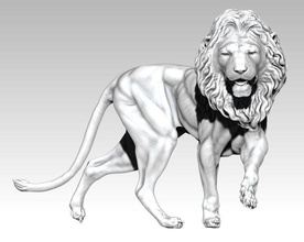realistico a piedi di leone, re della giungla cat wildcat art leone tigre puma wild caccia statua animale la foresta pelliccia dettagliate stampabile gioiello gioielli corpo natura scultura sculture 3d print model - Mito3D