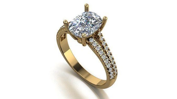 rettangolo cuscino Fidanzamento squillare 3d modello stampabile gioielleria anelli diamante nozze oro brillante sterlina platino solitario moda abjewels argento lusso 3d print model - Mito3D