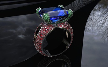 rectángulo anillo piedra preciosa joyería joya plata imprimible compromiso diamante Boda libra esterlina brillante oro enganchar Moda blanco rubí Diamante 3d print model - Mito3D