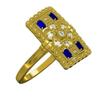 rectangle forme art déco engagement bague bijoux gemme précieux or platine imprimable argent diamant bijou 3d goujat conception sith Personnaliser anneaux 3d print model - Mito3D