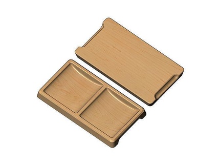 rectangular 2 pockets serving tray relief bowl wood wooden houseware kitchenware plate dish printable cnc carving artcam decor ashtray tableware keybowl house 3d print model - Mito3D