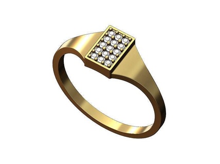 rechteckig Diamant Signet Ring Schmuck druckbar Gold Silber Sterling Menring Mode Luxus minimalistisch Rechteck Juwel Platin Hochzeit Engagement Ringe 3d print model - Mito3D