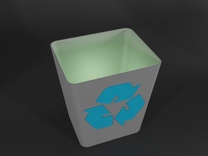 recycle bin container recycling trash storage basket pot planter plastic crate square waste garbage organizer box icon pen flower house decor 3d print model - Mito3D