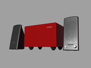 red black desktop stereo 2-1 speaker 2 1 audio device customizable sony monster philips xperium wireless google marshall smart original electronics hobby diy 3d print model - Mito3D