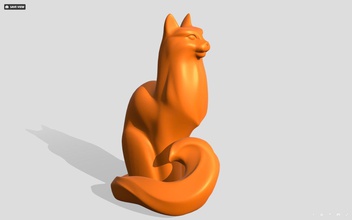 chat roux cat animal assis de la queue kitty art sculptures 3d print model - Mito3D