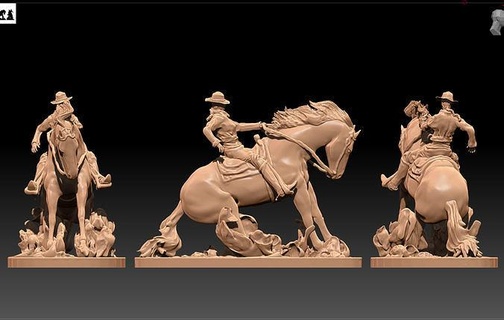 vermelho morto redenção inspirado selvagem oeste vaqueira videogame Arthur Morgan vaqueiro Oeste cavalo agressivo Projeto interior mobília arte esculturas 3d print model - Mito3D