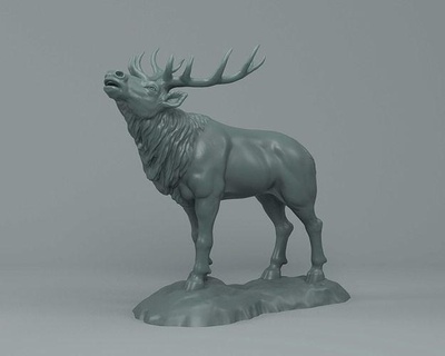 rosso cervo reddeer passare renna caribù Hart secchio crusca scultura maggese capriolo fulvo arte sculture 3d print model - Mito3D