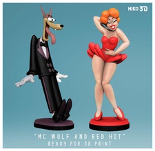 red hot riding hood mcwolf - tex avery 3d fanart redhot redhotridinghood texavery metrogoldwynmayer cartoon character figure sculpture wolf caricature woman animal head collectible funko human games toys 3d print model - Mito3D