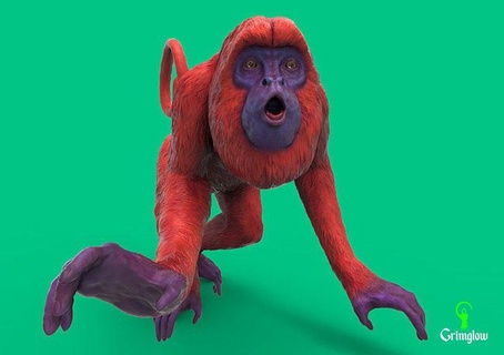 vermelho uivador macaco animal animais Amazonas biologia primata selvagem selva tropical verde criatura arte esculturas 3d print model - Mito3D