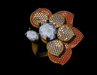 rot Rose Ring Schmuck Gold druckbar Juwel Diamant Engagement brillant Mode Schönheit Saphir einzigartig Weiß Silber Rubin Ringe 3d print model - Mito3D