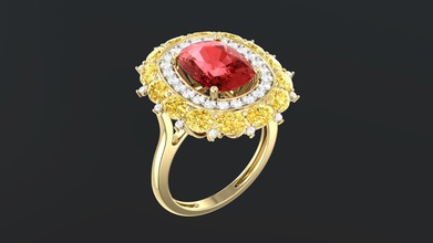 rouge saphir coussin anneau 0014 bijoux de l'anneau gem pierre or d'argent le platine pour la terre obj stl d'impression imprimable prototypage collection diamant joyau forme ovale les anneaux 3d print model - Mito3D