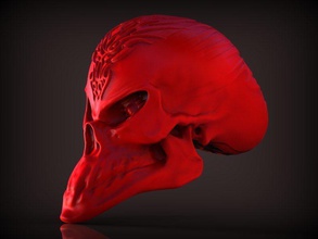 red skull jaw halloween head human jewelry body anatomical man science mandible musculature superficial anatomy scary animal skeleton shark aircraft art sculptures 3d print model - Mito3D
