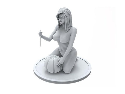 Rothaarige Hexe Alice Vorbereitung Halloween Kunst Statue Skulptur Zahl Frau Körper Mädchen Kürbis Fantasie drucken 3dprinting Skulpturen gruslig Magier Person Charakter 3d print model - Mito3D
