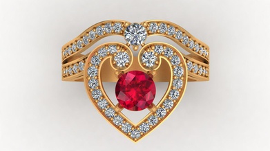 regal cascata diamante rubi anel de ouro jóias brinco brilhantes a marca réplica moda mulher garota o engajamento casamento gem printable jóia luxo anéis 3d print model - Mito3D