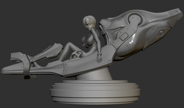 rei évangélisation sexy femelle buste mech anime navire cockpit robot futuriste illustration isolé figure cyborg avion fermer sculpture art statue jeux jouets 3d print model - Mito3D