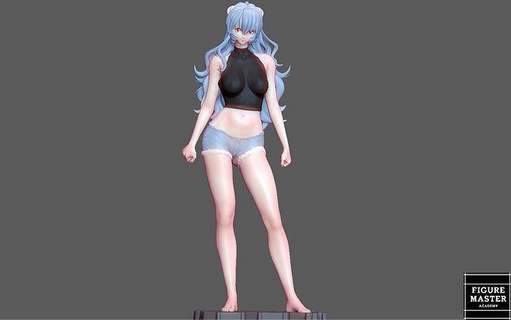 rei ayanami décontractée longue cheveux évangélisation anime personnage 3d impression art sculptures 3d print model - Mito3D