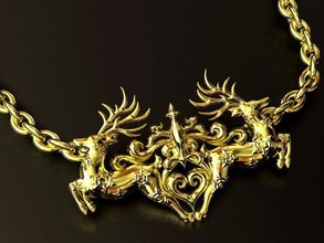 reindeer pendant jewelry gold silver christmas xmas animal pendants 3d print model - Mito3D