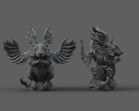 relaxing monster cartoon creature character fantasy scifi giger filagree ornate ancient oriental art sculptures 3d print model - Mito3D