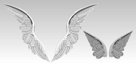relief wings pair detailed bird angel flying fly flight eagle nature cupid valentine passion statue animal sky love god jesus religion jewelry art sculptures 3d print model - Mito3D