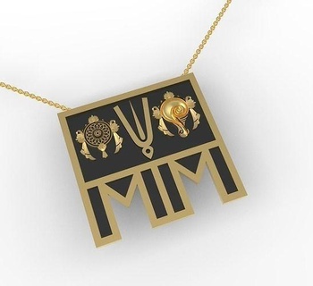 Religion Amulette indisch Gold Hanuman simbol Pandurang Anhänger Schmuck Halsketten Thali 3d print model - Mito3D