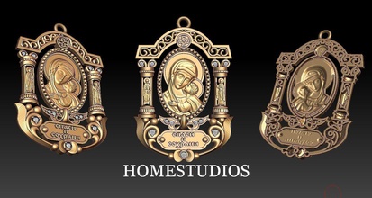 religieux pendant4 bijoux pendentif imprimable dieu pendentifs or d'argent de la cathédrale religiou objet sculpture 3d print model - Mito3D