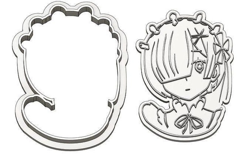 rem - cookie cutter rezero woman anime girl character cute maid cookiecutter kitchen stamp food house dining 3d print model - Mito3D