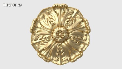 renaissance rosette flower carved acanthus baroque onlay interior design moulding finishes cnc classic furniture art carving 3dprint highpoly decoration antique 3d print model - Mito3D
