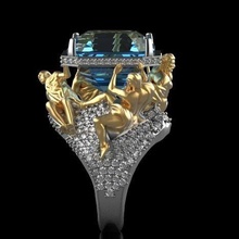 Rinascimento scultura squillare oro gioielleria argento stampabile diamante gioiello Fidanzamento sterlina gemma nozze moschettiere ellenistico anelli 3d print model - Mito3D