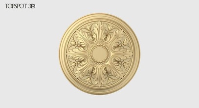 renaissance style rosette carved carving acanthus baroque onlay interior design collection moulding finishes cnc classic furniture highpoly 3dprint relief house 3d print model - Mito3D