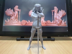 rengoku statue of anime charakter halten schwert manga spielzeuge sammlerstücke kyoujurou dämon jägerin zahl zenitsu tanjiro nezuko kimetsu no yaiba spiele 3d print model - Mito3D