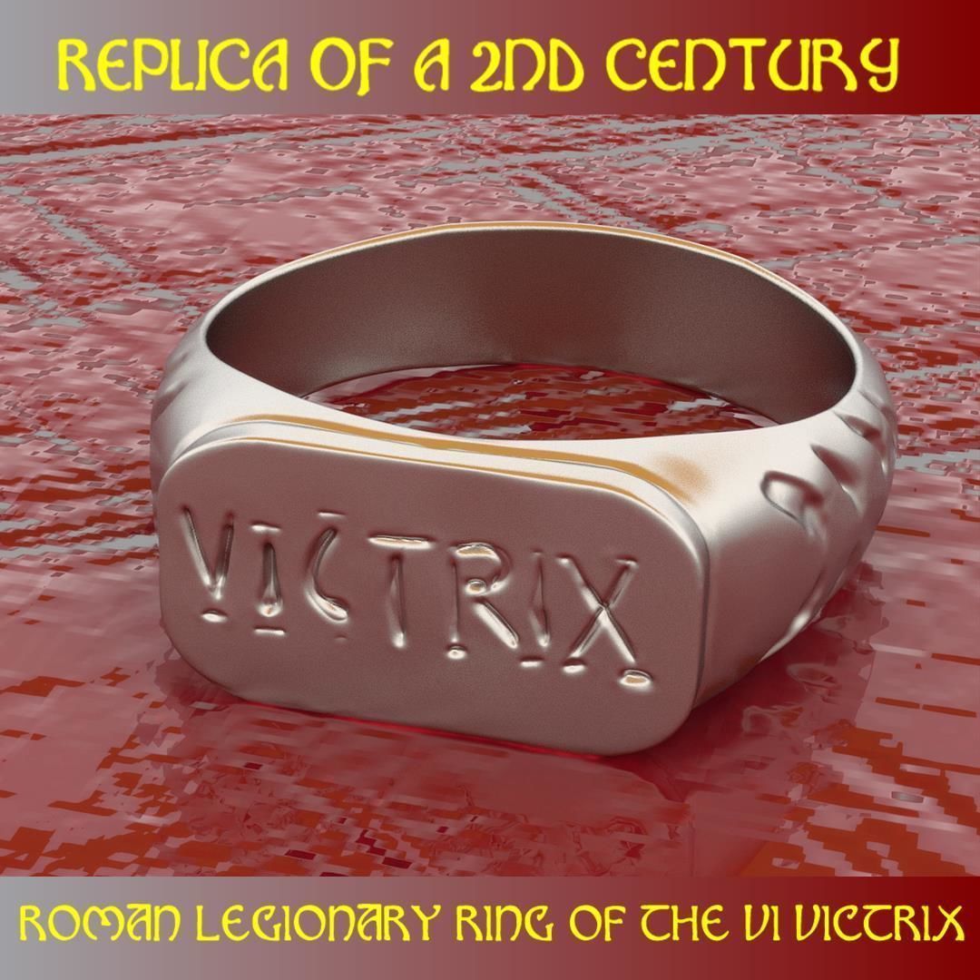 replica of a vi victrix legio roman officer ring legion rome empire militaria army signet jewelry rings 3D print model - Mito3D