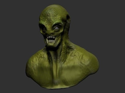 rettiliano fallimento mostro creatura alieno rettile umanoide lucertola scultura testa statua arte sculture 3d print model - Mito3D