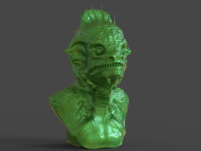 reptilian bust art sculpture artistic statue reptile alien sea aqua man monster creature sculptures 3d print model - Mito3D