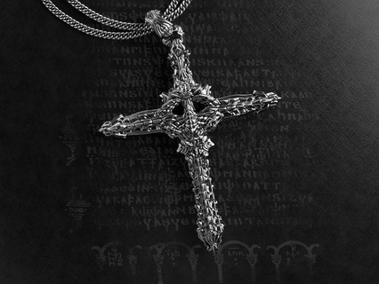 requiem biomechanic cross religion church god giger alien pendant jewelry necrogothic gothic 3dprint ancient dark art monochrome pendants 3d print model - Mito3D