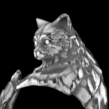 resizable cat ring scotish highlander silver gold gift jewelry detailed kitty feline animal pet furry sculpture kitten printable rings 3d print model - Mito3D