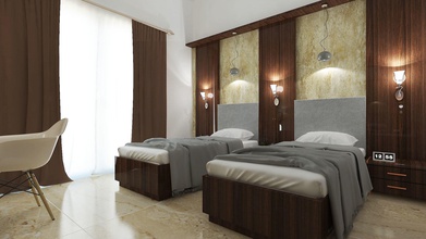 recours chambre intérieur conception moderne lit chaise verre bois métal lumière fond d'écran maison meubles 3d print model - Mito3D