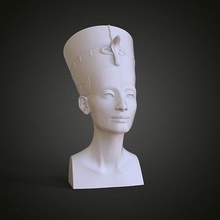 restauriert büste of ägyptisch königin nofretete kunst zahl skulptur 3dprint druckbar frau statue porträt museum geschichte zbrush weiblich skulpturen ägypten pharao charakter 3d print model - Mito3D