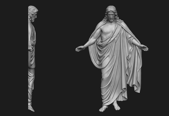 ressuscité jésus bas relief dieu christ christus bijoux saint christian bible thorvaldsen cnc pendentif médaillon catholique religieux religion crucifixion traverser résurrection crucifix art sculptures 3d print model - Mito3D