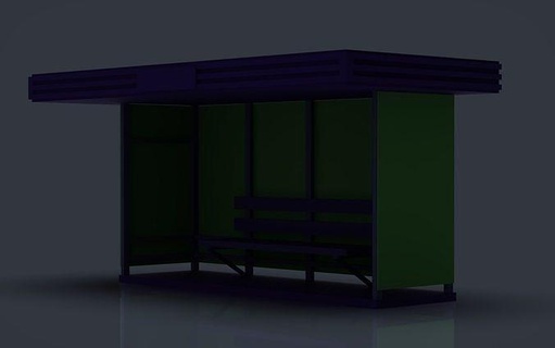 retro bus shelter outdoors architecture travel transportation tram transport rail road stop tramcar trolley building house outdoor 3d print model - Mito3D