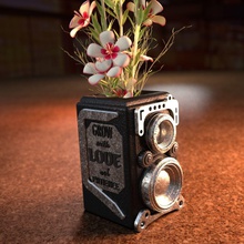 retro kamera blumentopf jahrgang vase keramik blume haushaltswaren porzellan gartenarbeit dekoration linse innere pflanze möbel eingetopft haus zubehör 3d print model - Mito3D