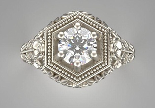 retro filigrana estilo antiguo anillo joyería joya Arte Boda platino plata diamante blanco libra esterlina prototipos deco Moda imprimible diseño decoración lujo anillos 3d print model - Mito3D