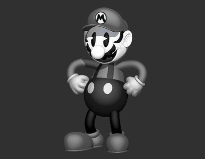 retrò Mario cuphead cartone animato giochi video gioco arte sculture 3d print model - Mito3D