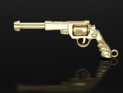 revólver pingente 3d modelo arma fogo ouro prata pistola calibre imprimível desing joalheria pingentes 3d print model - Mito3D