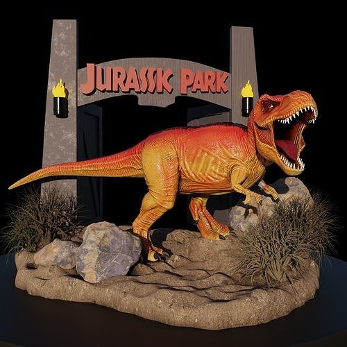 t rex jurásico parque 3d impresión modelo tirano saurio dinosaurio fósil naturaleza monstruo reptil prehistórico bestia continuar fantasía ficticio criatura animal tiranosaurio depredador raptor lagartija juegos juguetes 3D print model - Mito3D