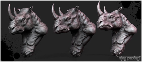 rhino 3d print rhion printable head art sculptures 3d print model - Mito3D